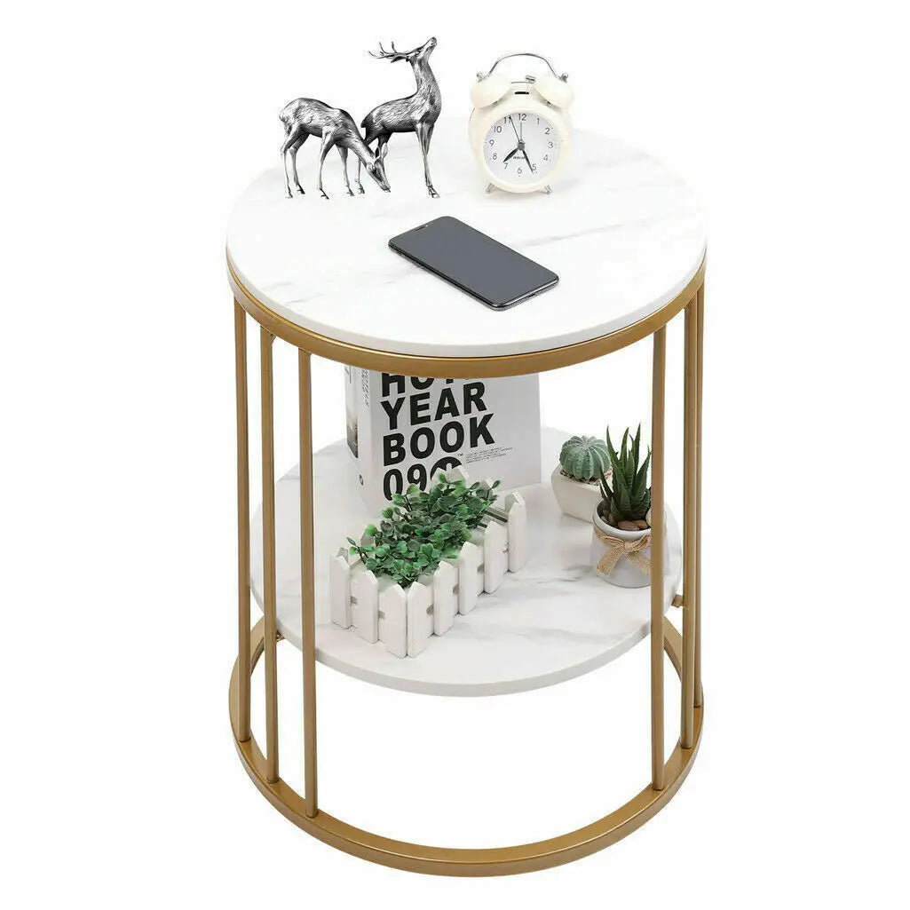 Wisfor Round Stone Side Table Nightstand Jewelry Storage