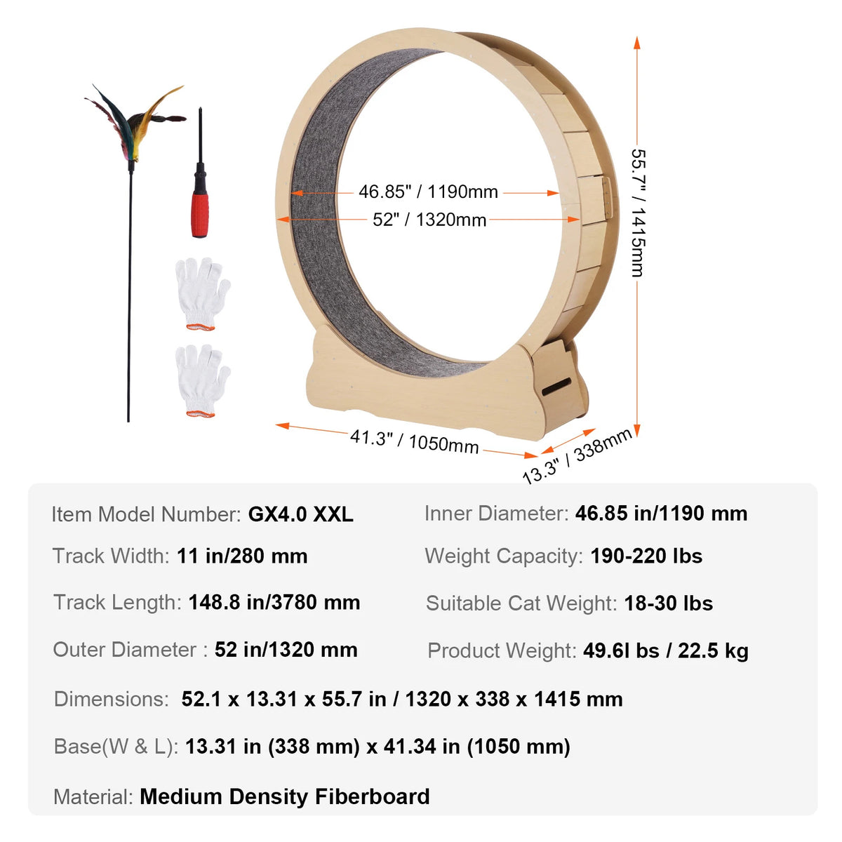 SucceBuy Wooden Cat Exercise Wheel For Indoor Running