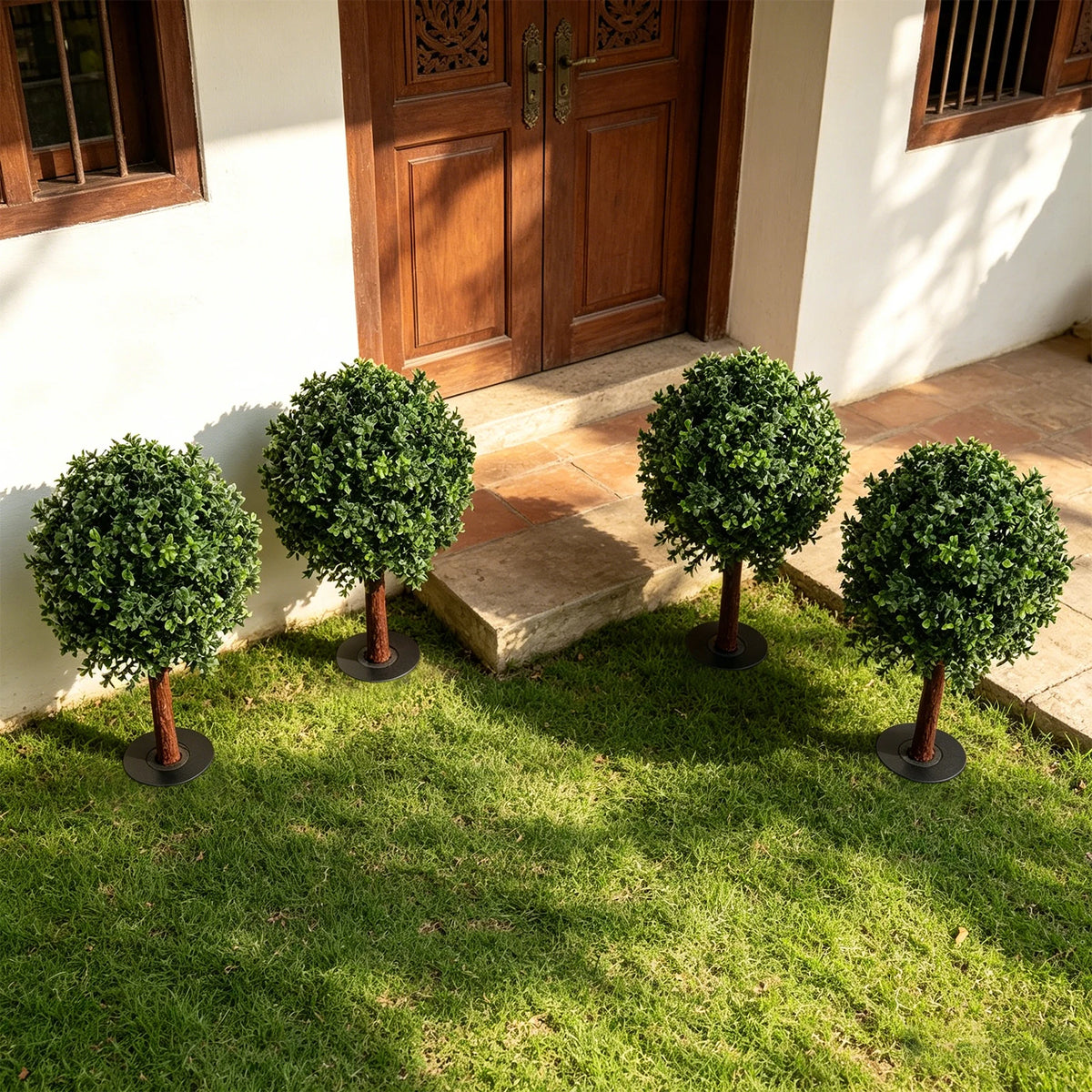 Premium Artificial Boxwood Topiary Ball Trees For Outdoor Gardens