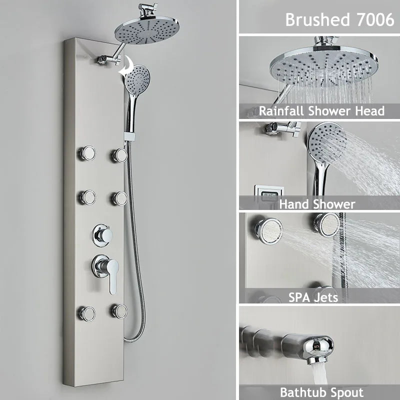 Shinesia LED Shower Panel With Rainfall Massage Jets Faucet System