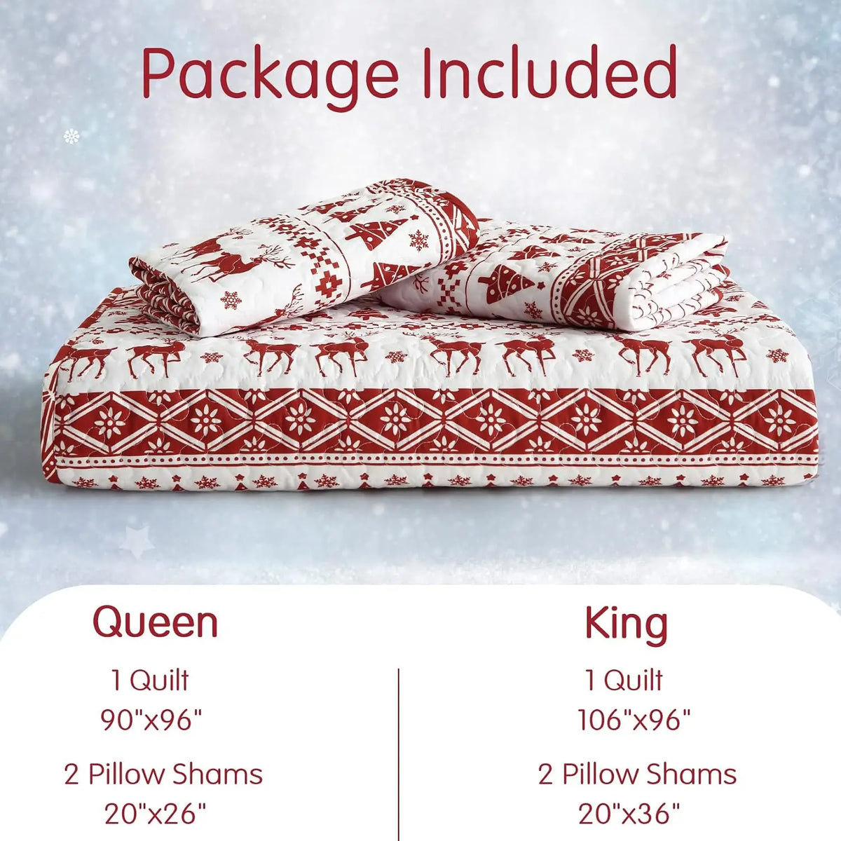 Christmas Snowflake Fleece Quilt Set Soft Warm Winter Bed Cover