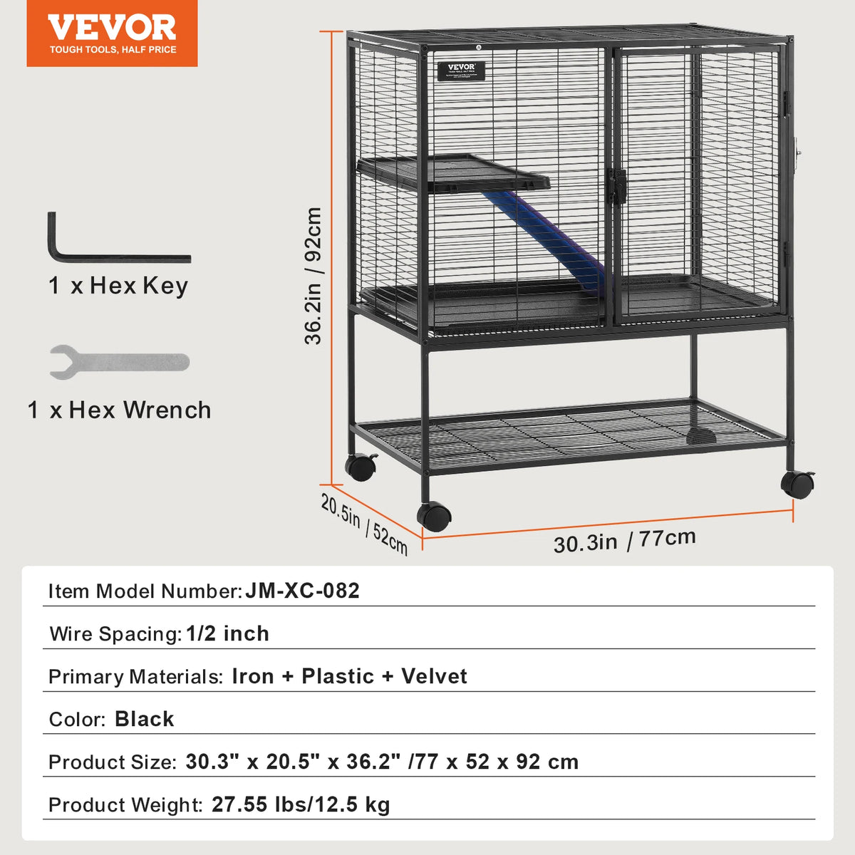 SucceBuy Rolling Metal Small Animal Cage With Removable Trays