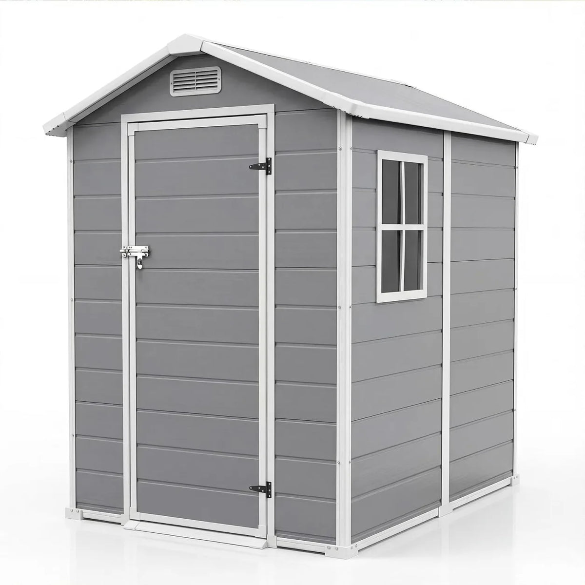 Outdoor Metal Storage Shed With Lockable Door And Gable Roof
