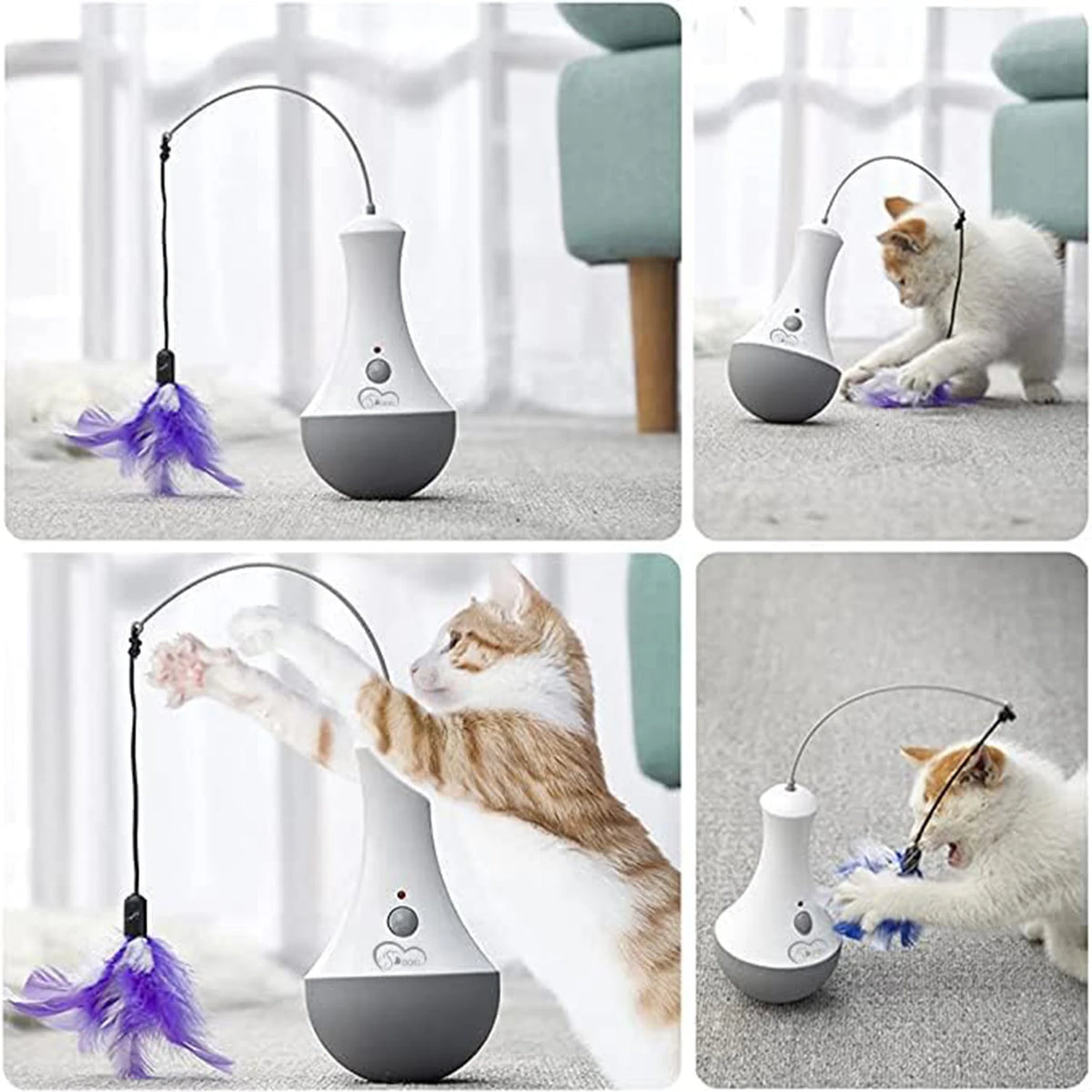 Automatic Cat Feather Toy Interactive Rotating Teaser Indoor Play