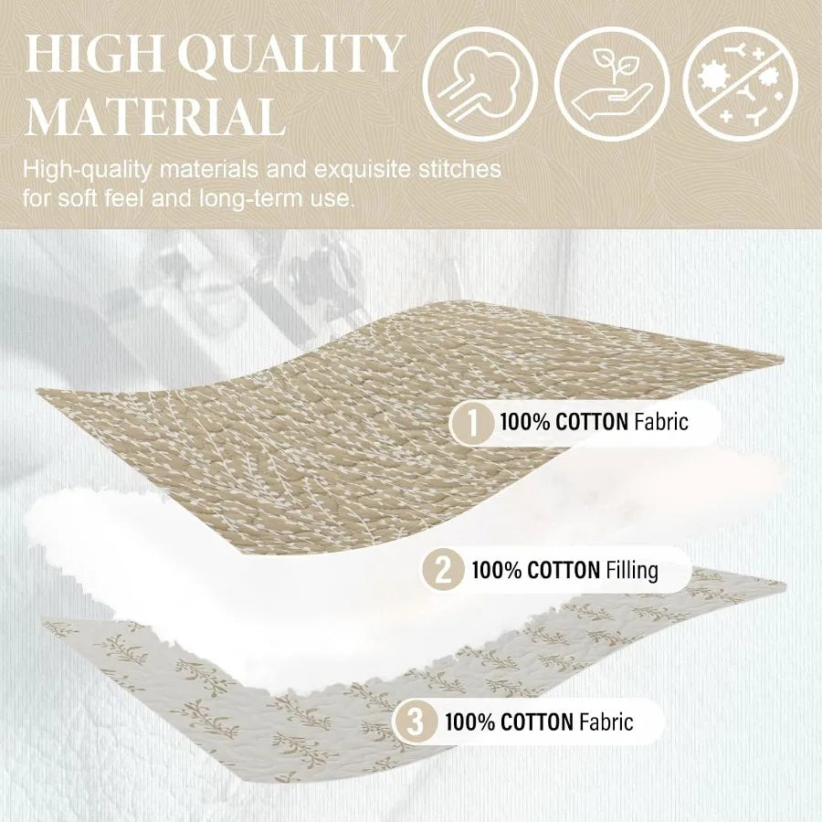 Botanical Cotton Quilt Set With Lightweight Quilted Comforter