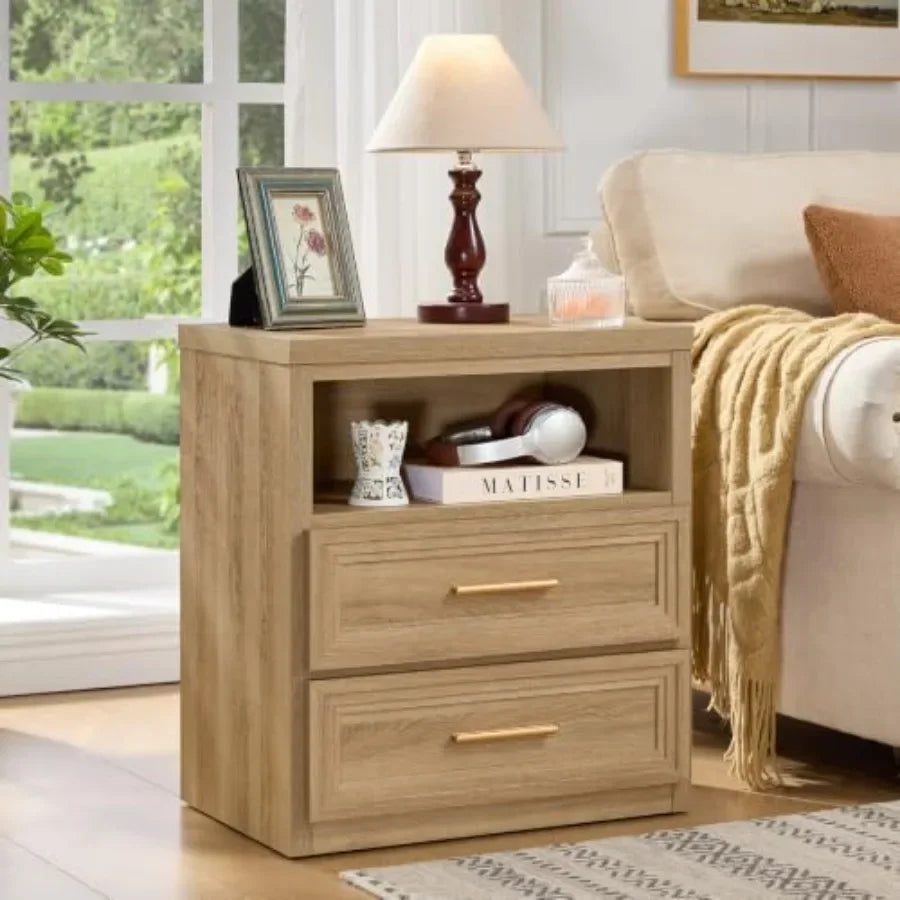 24'' Wide Farmhouse Night Stand with 2 Drawers Set of 2