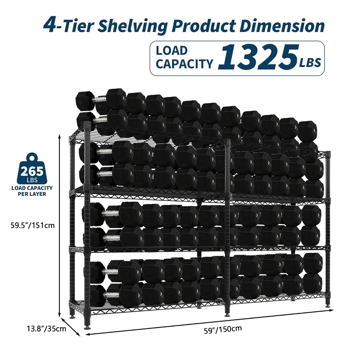 Twister.CK Heavy Duty Folding Metal Adjustable Shelving Organizer Rack