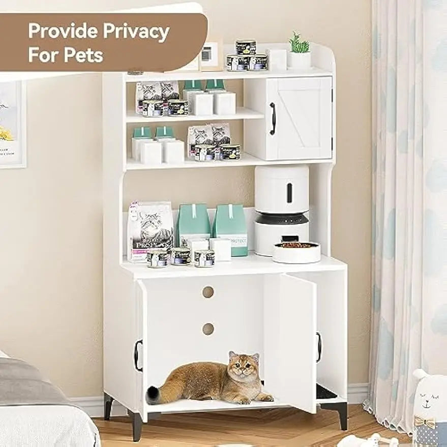 Garvee Cat Litter Box Enclosure Cabinet With Indoor Storage Unit