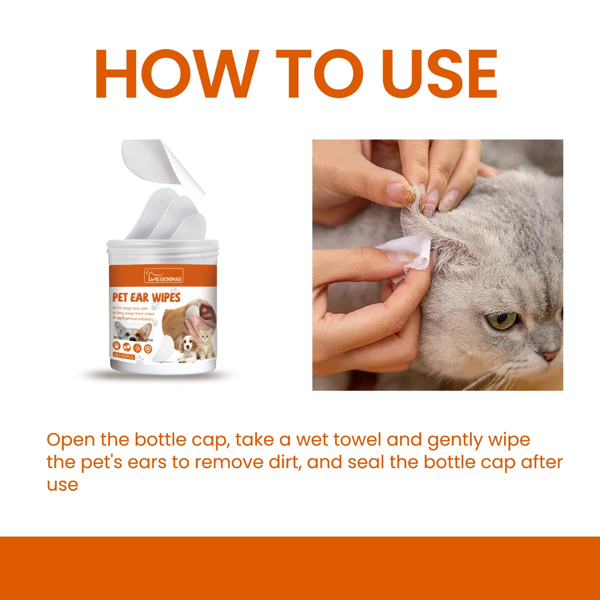 Yegbong Gentle Pet Ear Cleaning Wipes For Dogs And Cats