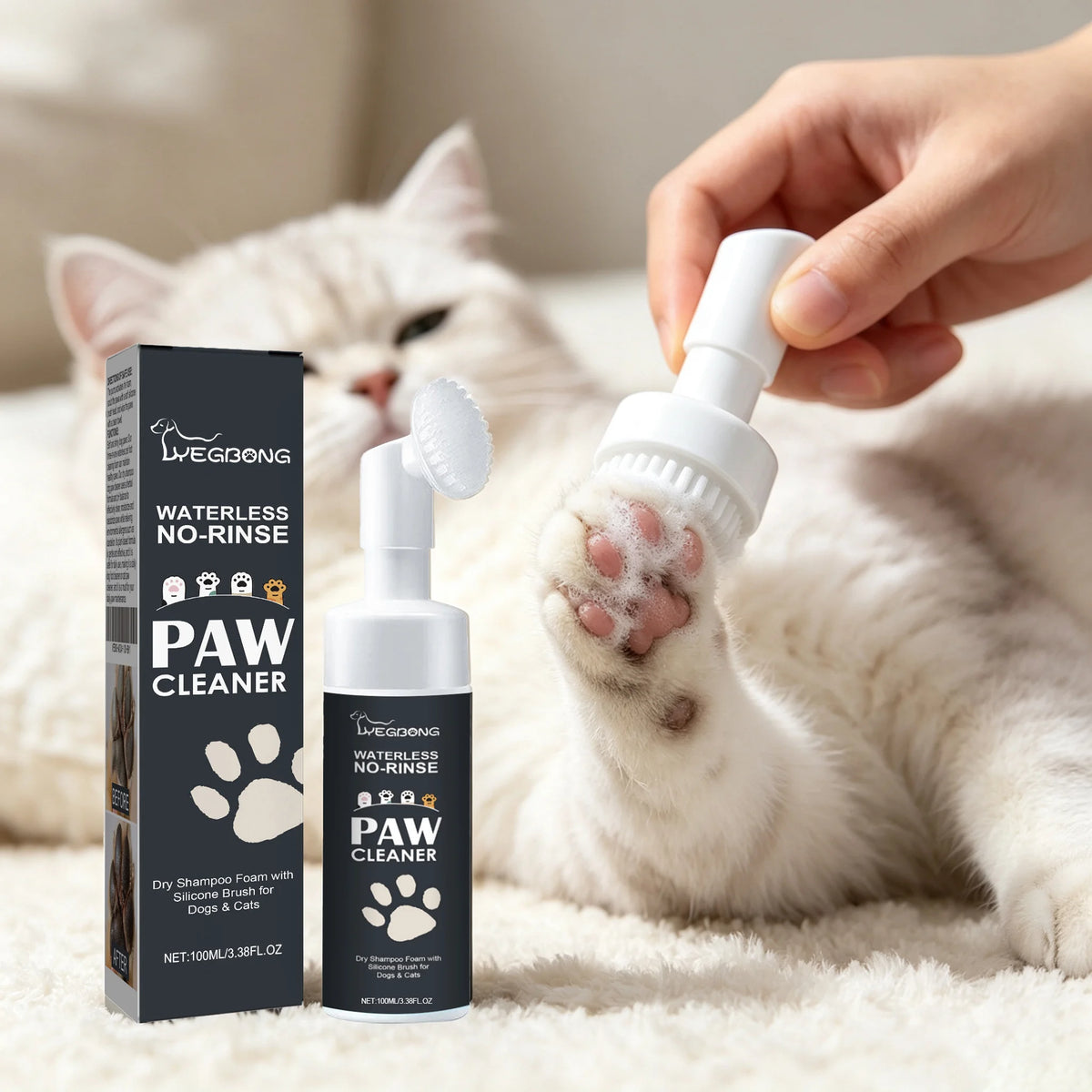 Yegbong Pet Paw Waterless Dry Shampoo Mousse No Rinse