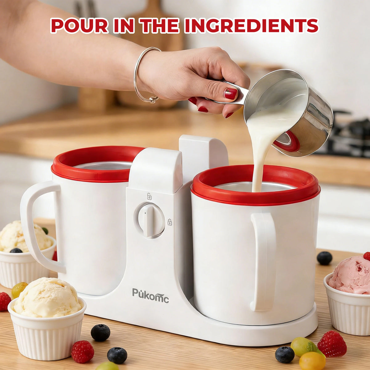 Sumetas Ice Cream Maker & Popsicle Maker Dual-Cup Design DIY Flavors Add Fruits, Powdered Sugar, and Other Mix-Ins Simple Prep