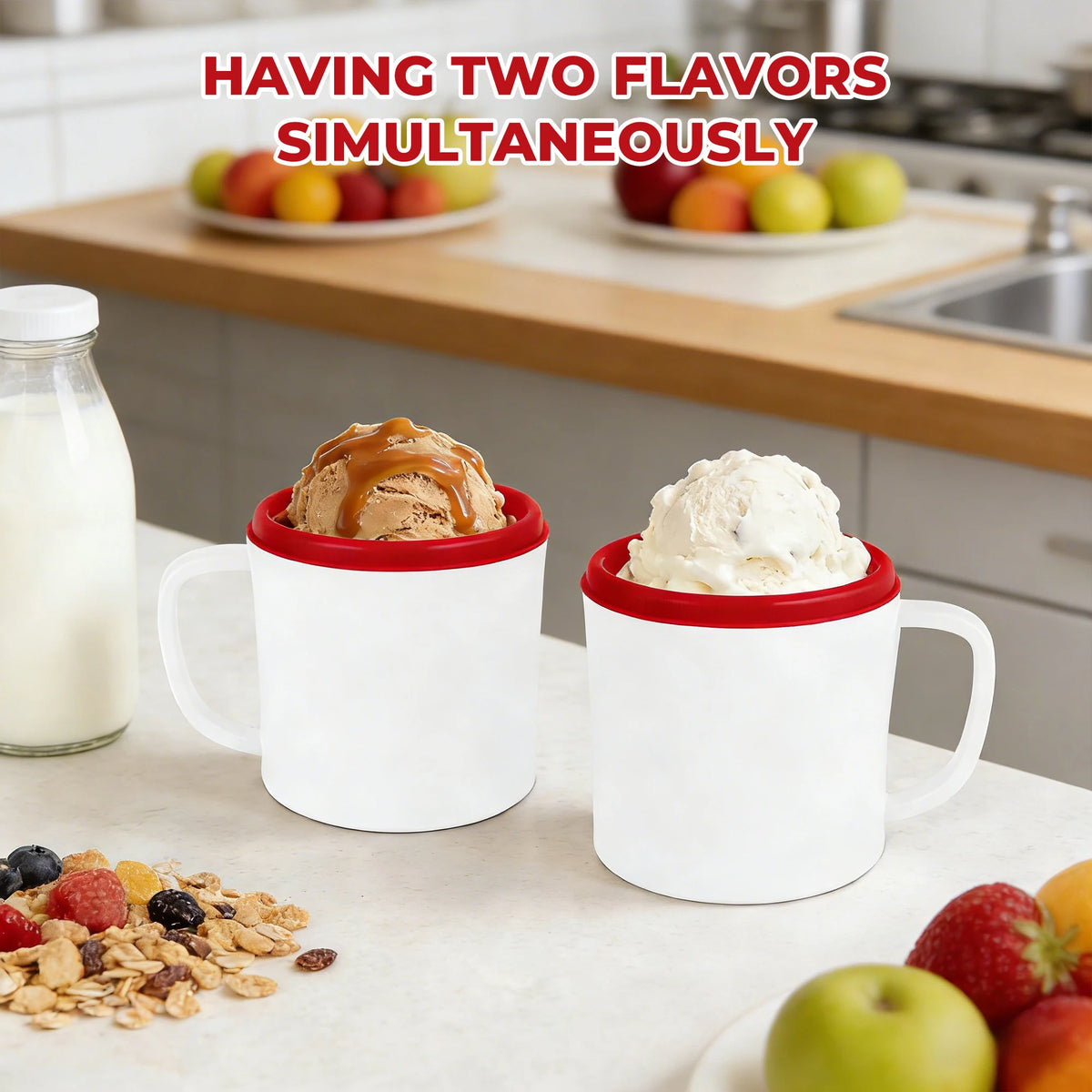 Sumetas Ice Cream Maker & Popsicle Maker Dual-Cup Design DIY Flavors Add Fruits, Powdered Sugar, and Other Mix-Ins Simple Prep