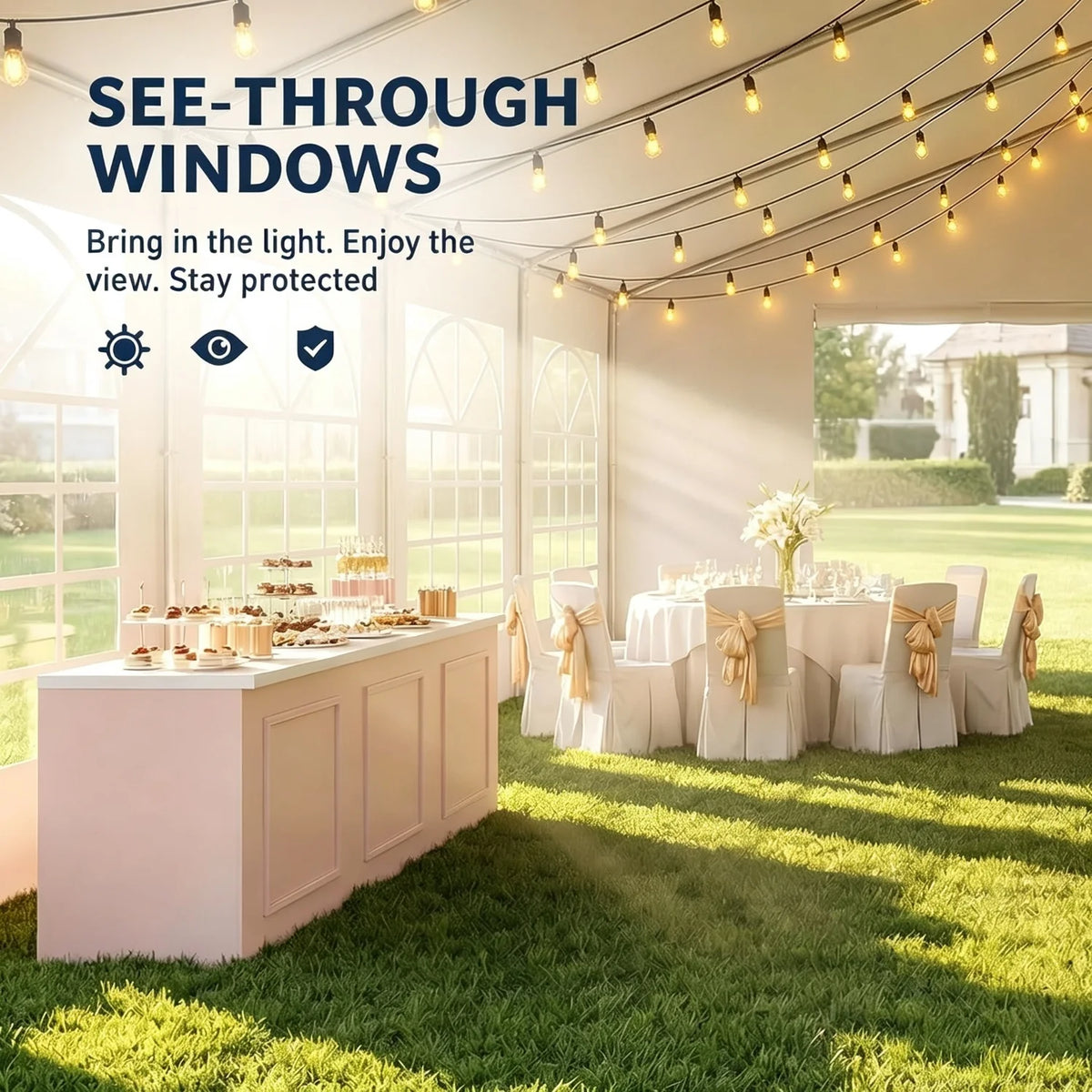 40x20ft Heavy Duty Party Tent Commercial Canopy With Removable Sidewalls Waterproof Wedding Event Tent For Outdoor BBQ Birthday Camping White