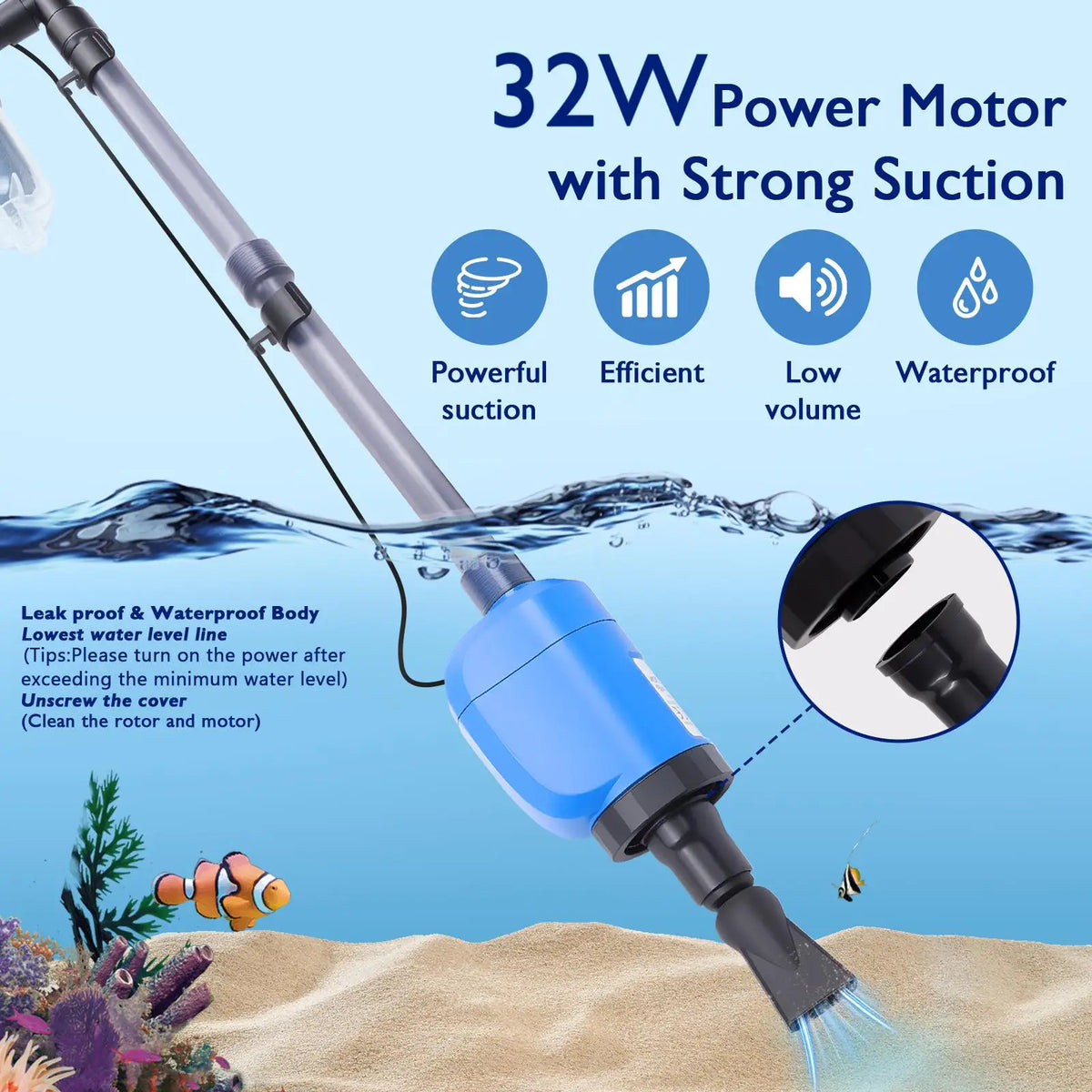 Electric Aquarium Gravel Cleaner Vacuum With Automatic Water Changer