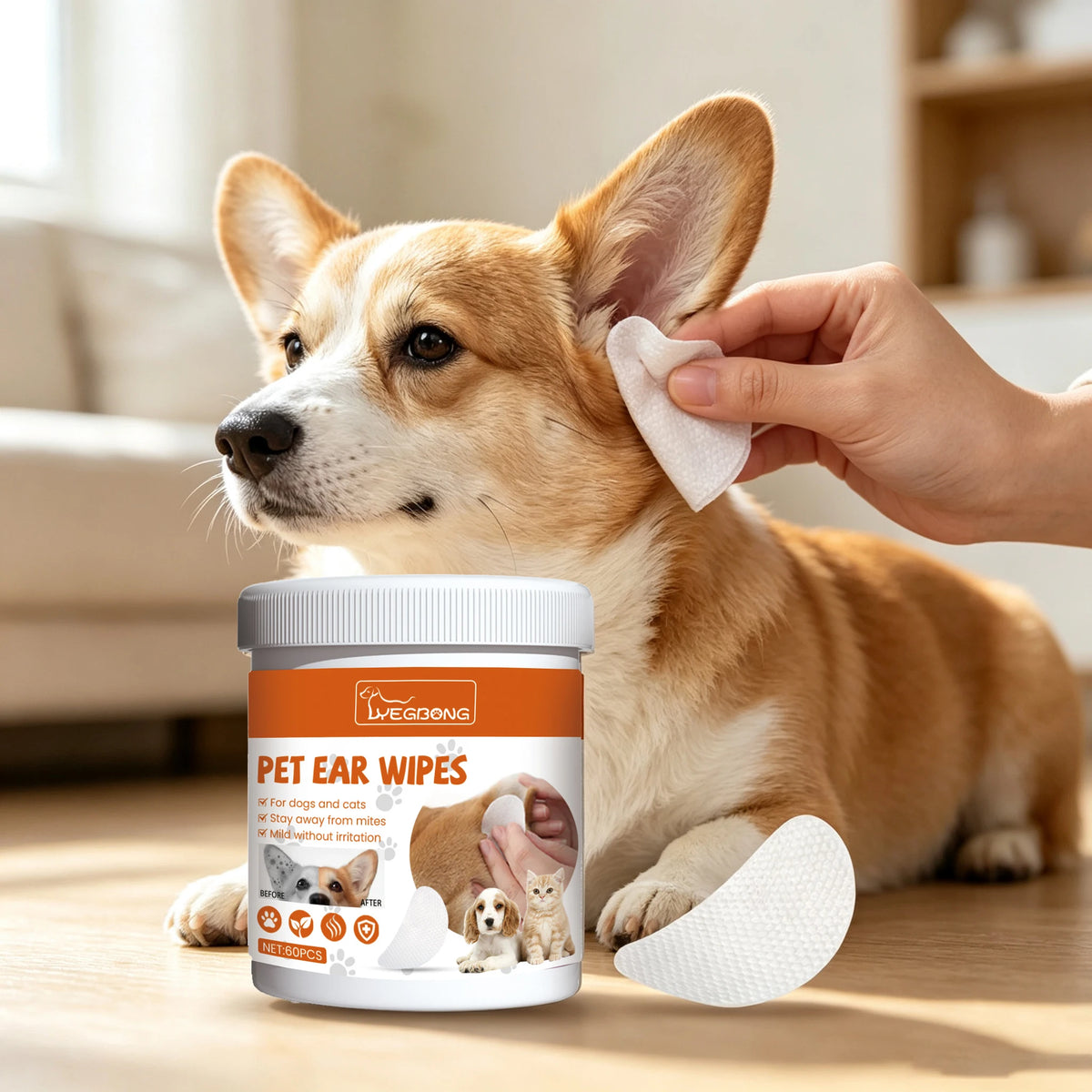 Yegbong Gentle Pet Ear Cleaning Wipes For Dogs And Cats