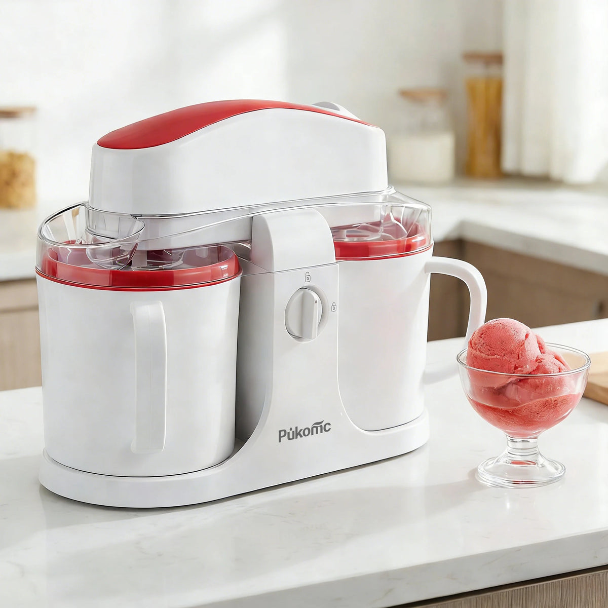 Sumetas Ice Cream Maker & Popsicle Maker Dual-Cup Design DIY Flavors Add Fruits, Powdered Sugar, and Other Mix-Ins Simple Prep