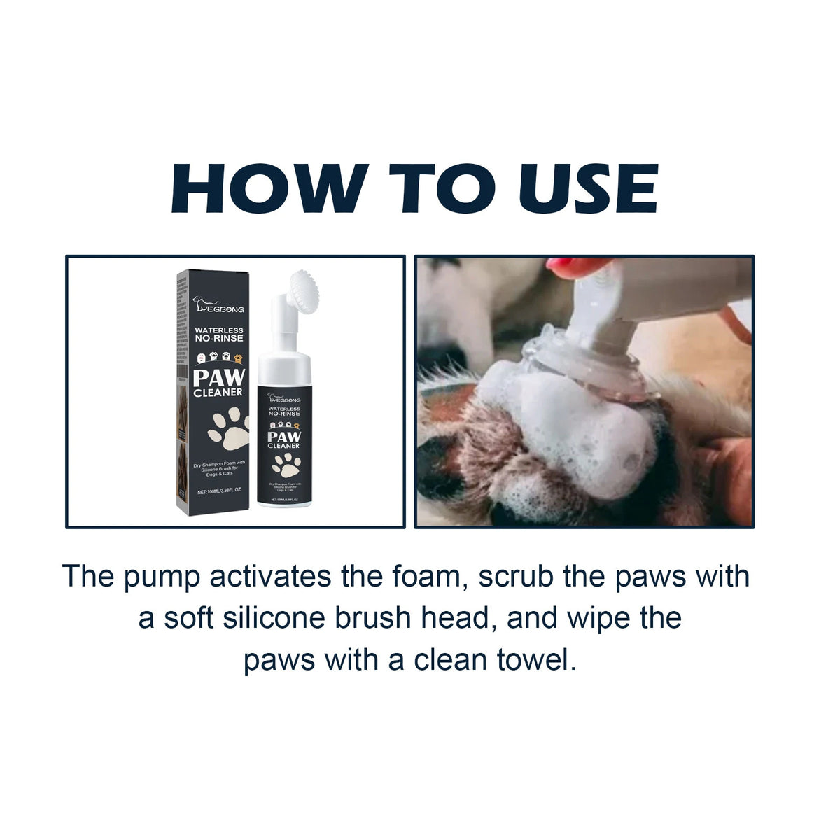 Yegbong Pet Paw Waterless Dry Shampoo Mousse No Rinse