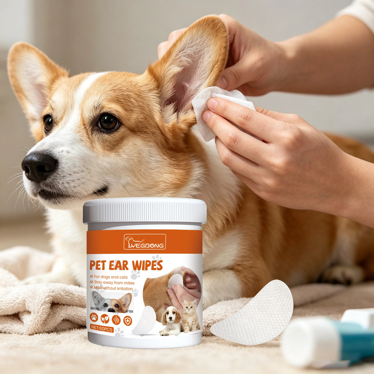 Yegbong Gentle Pet Ear Cleaning Wipes For Dogs And Cats