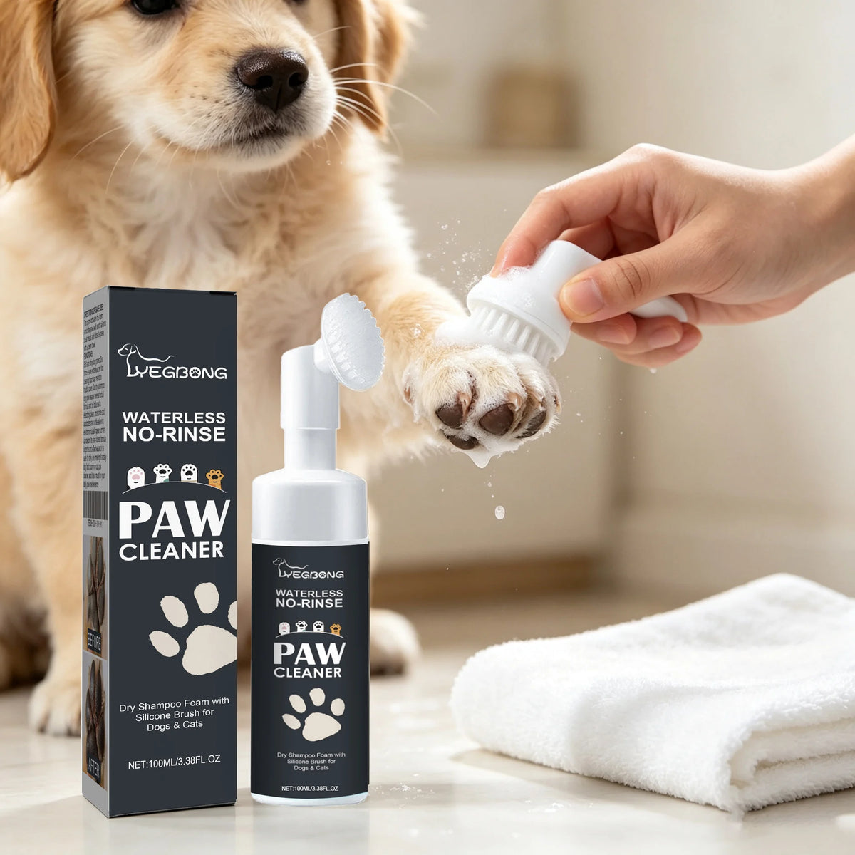 Yegbong Pet Paw Waterless Dry Shampoo Mousse No Rinse