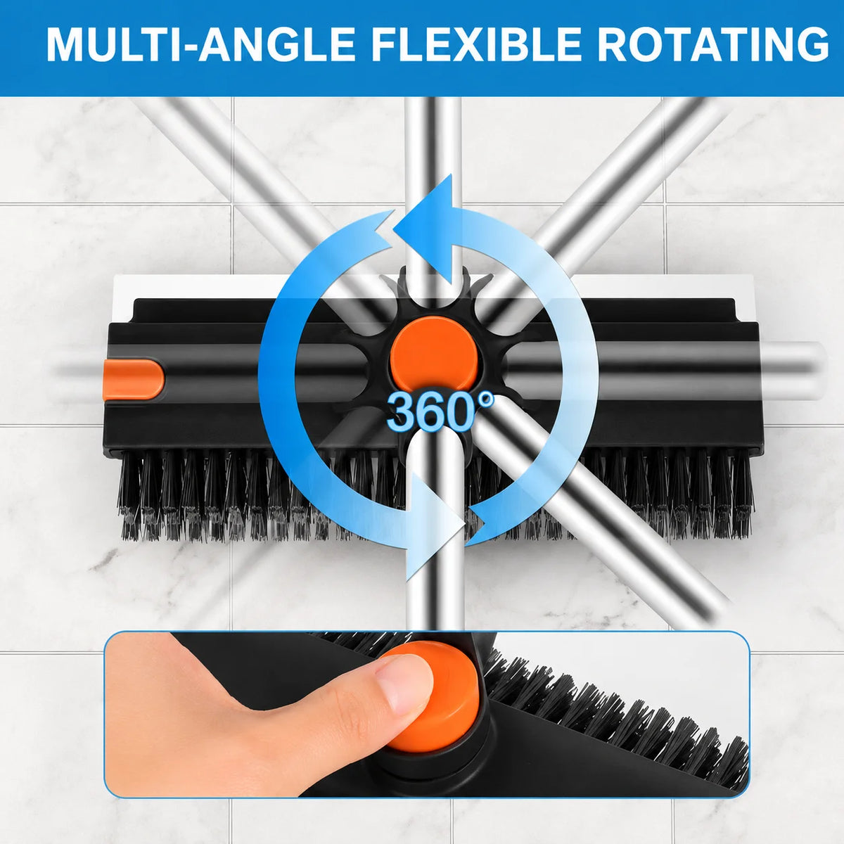 Long Handle Floor Scrub Brush With Squeegee And Tweezer Cleaner