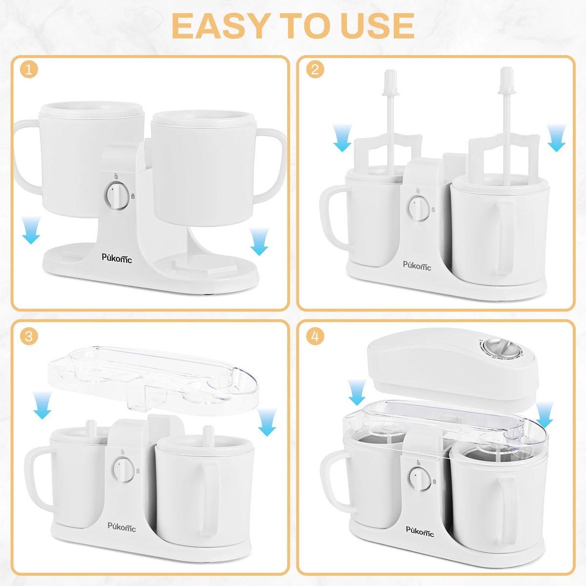 Sumetas Ice Cream Maker & Popsicle Maker Dual-Cup Design DIY Flavors Add Fruits, Powdered Sugar, and Other Mix-Ins Simple Prep