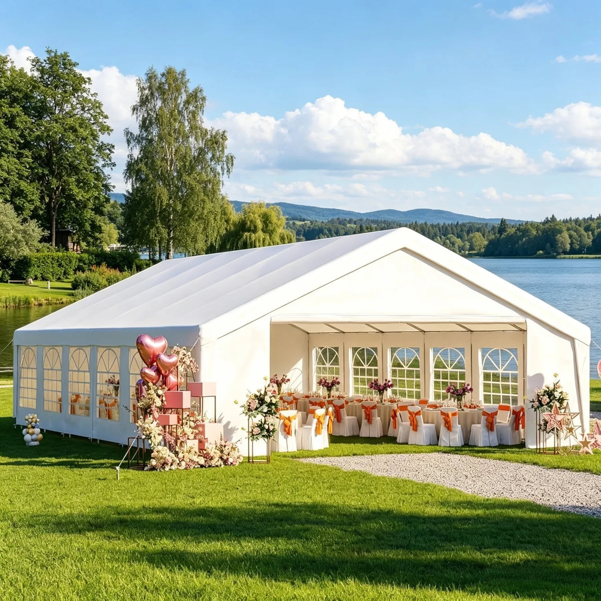 40x20ft Heavy Duty Party Tent Commercial Canopy With Removable Sidewalls Waterproof Wedding Event Tent For Outdoor BBQ Birthday Camping White