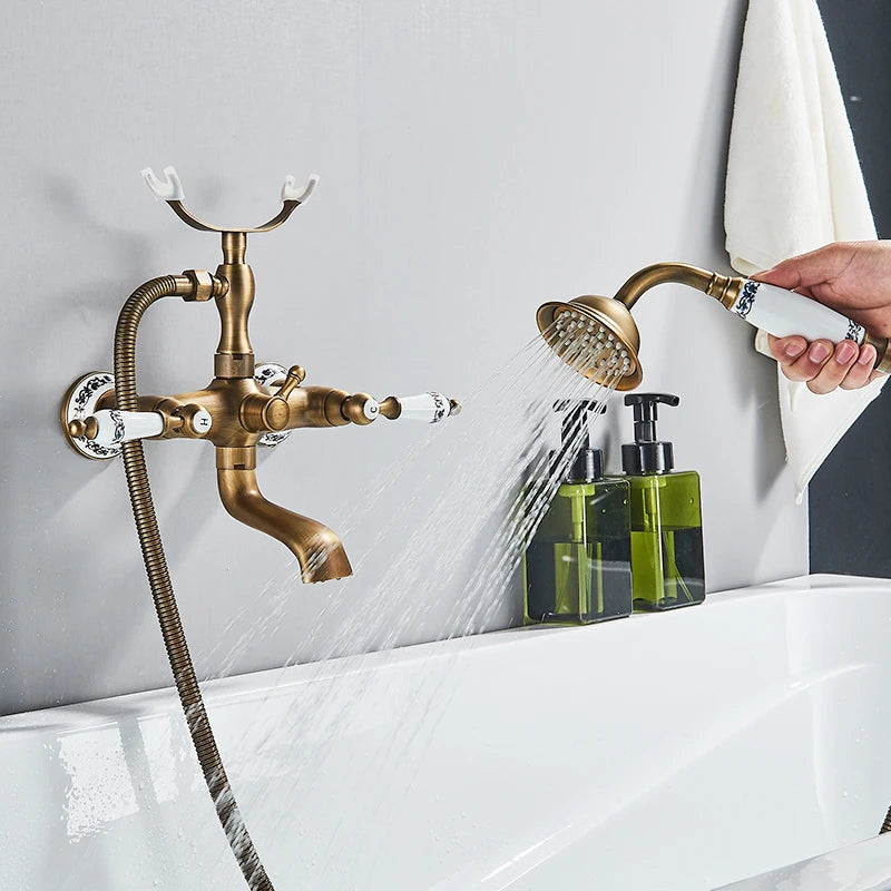 Rozin Brass Wall Mounted Bathtub Faucet With Handshower