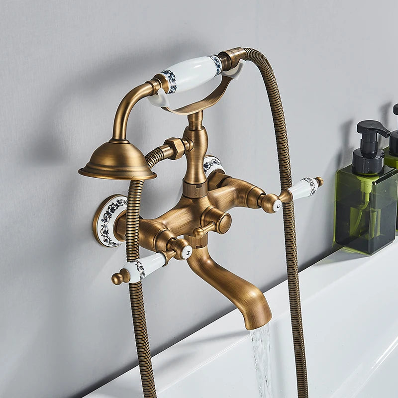 Rozin Brass Wall Mounted Bathtub Faucet With Handshower