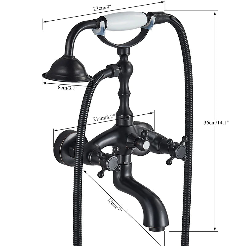 Rozin Brass Wall Mounted Bathtub Faucet With Handshower