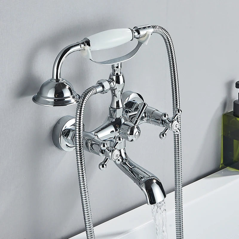 Rozin Brass Wall Mounted Bathtub Faucet With Handshower