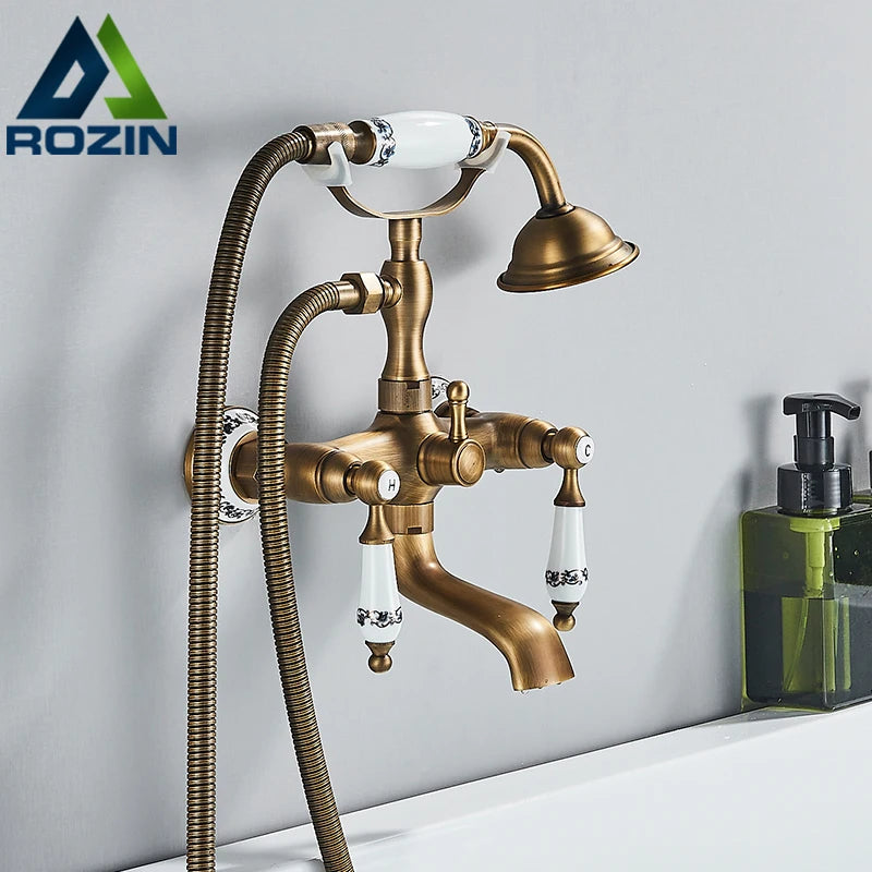 Rozin Brass Wall Mounted Bathtub Faucet With Handshower