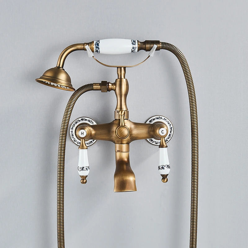 Rozin Brass Wall Mounted Bathtub Faucet With Handshower