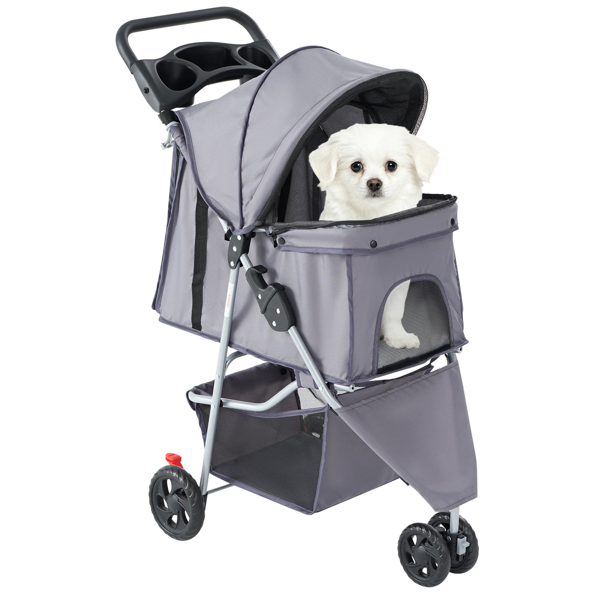 JHK Foldable Pet Stroller With Mesh Windows And Storage Basket