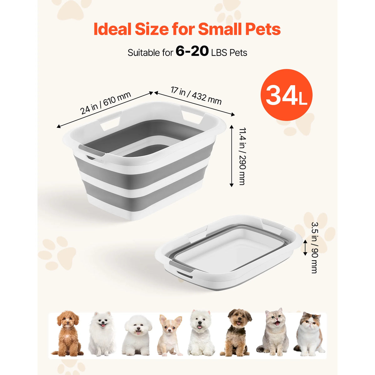Foldable Dog Bathtub For Small Pets With Integrated Drainage