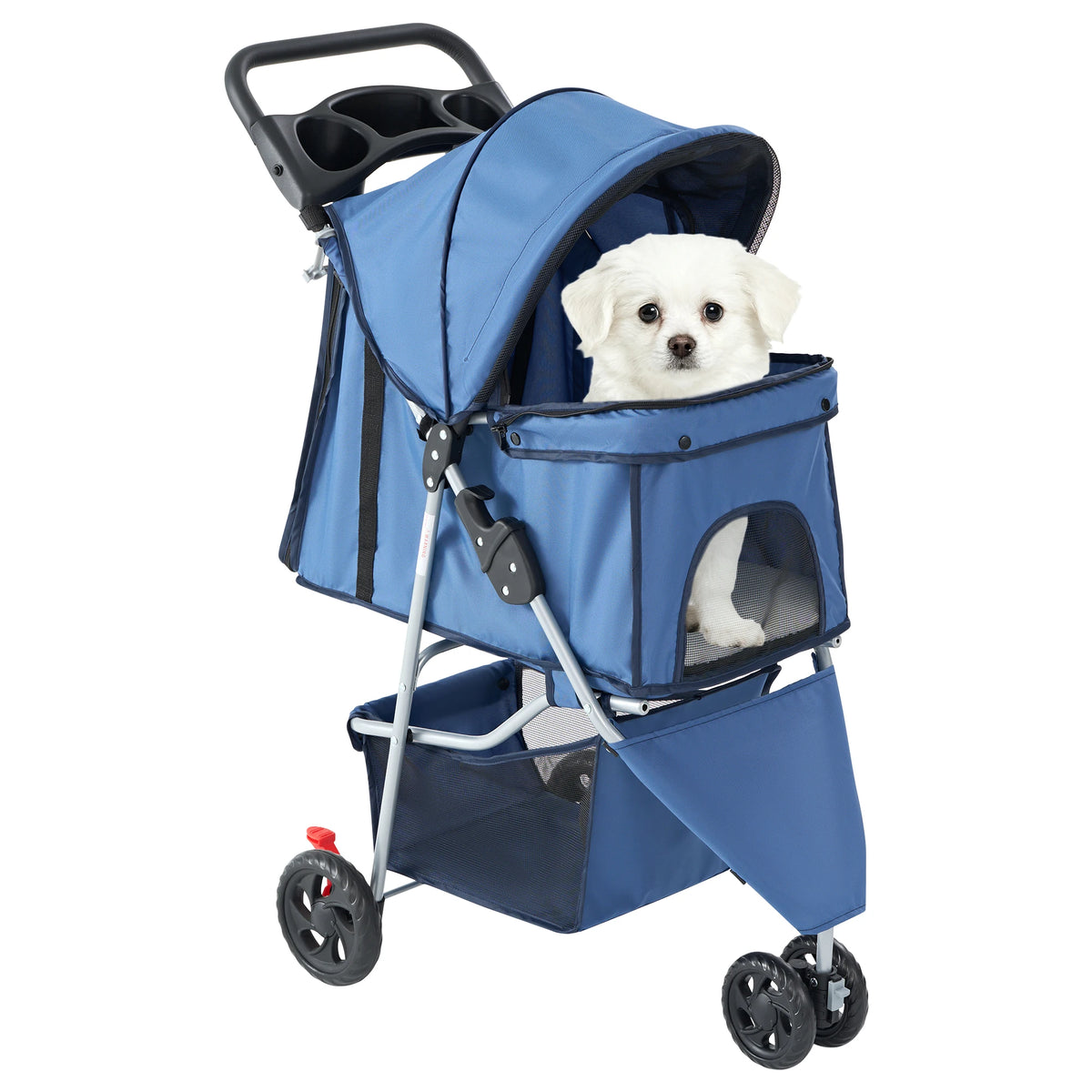 JHK Foldable Pet Stroller With Mesh Windows And Storage Basket