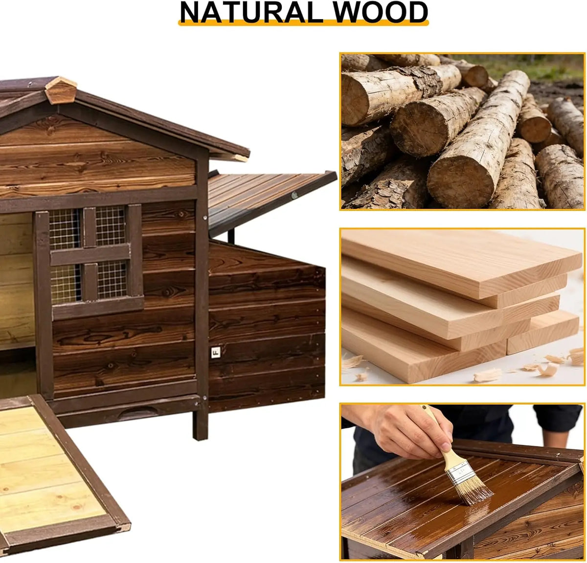 Wooden Chicken Coop With Nesting Boxes And Ventilated Window