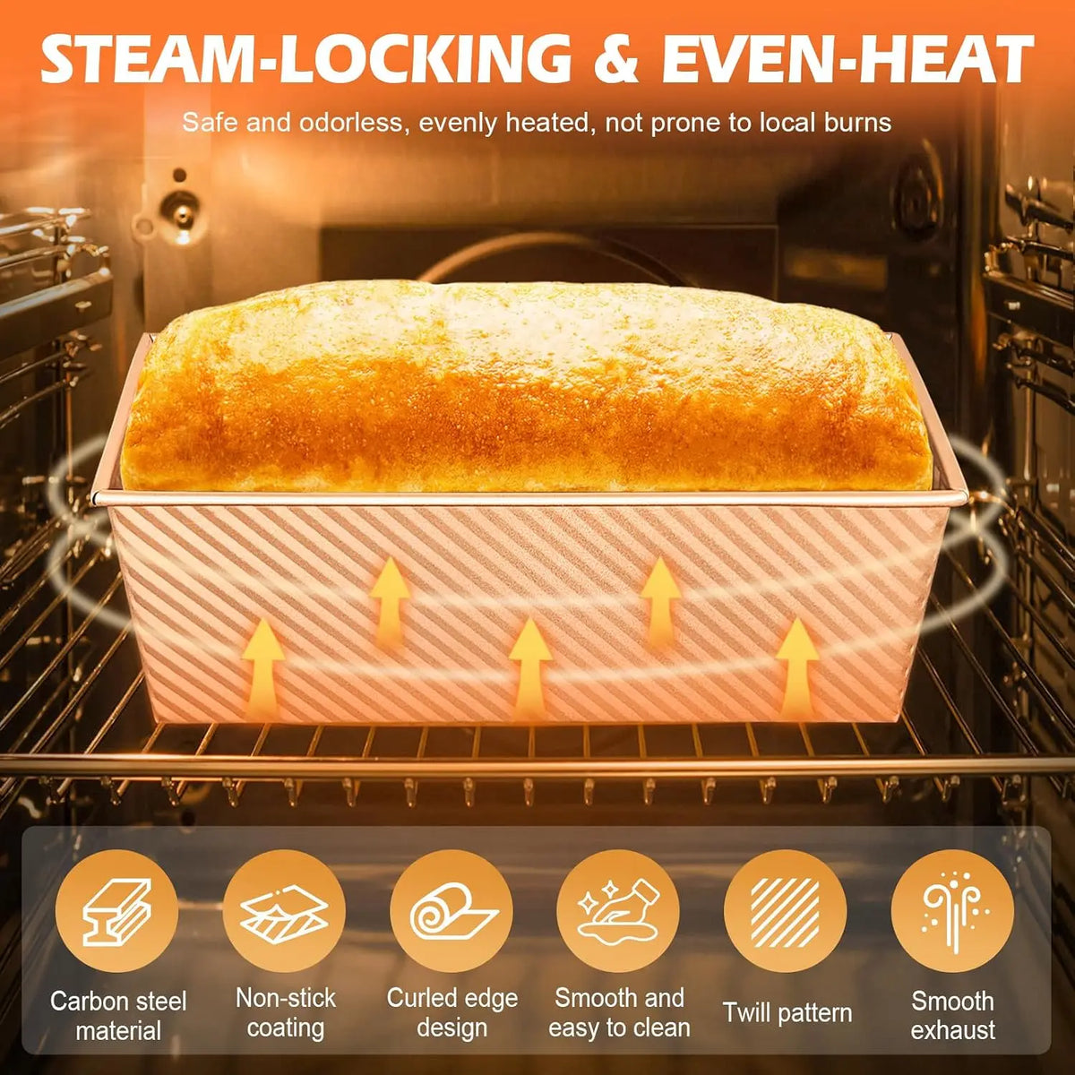 `Professional Pullman Loaf Pan Set, Carbon Steel Non-Stick Bread Mold with Sliding Lid and Baking Tools for Homemade Toast`