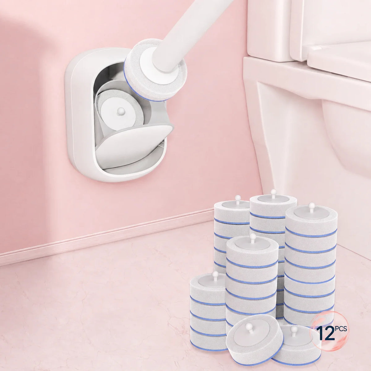 Joybos Drill Free Wall Mounted Toilet Brush With Replaceable Heads