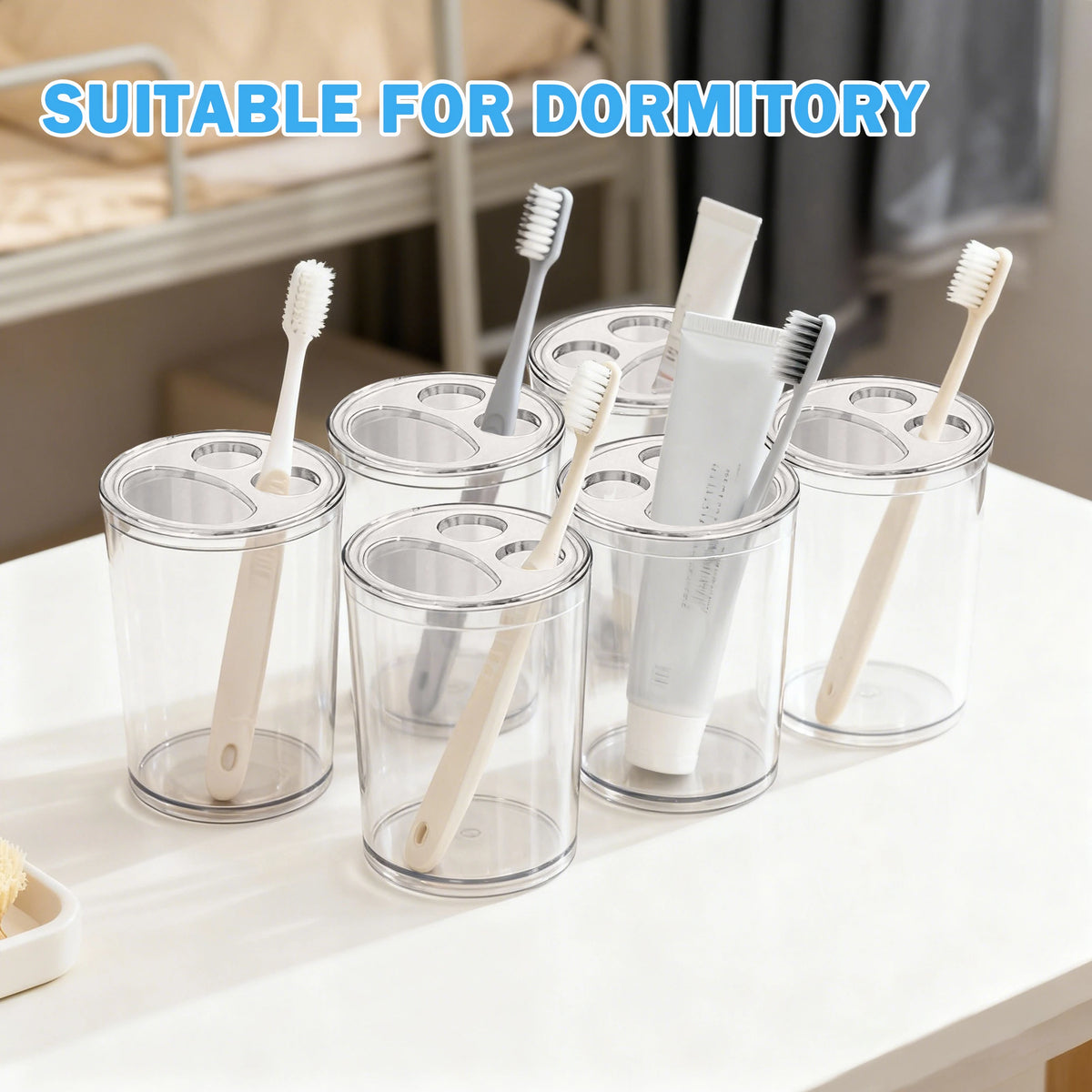Bathroom Accessory Set With Toothbrush Holders And Soap Dispensers