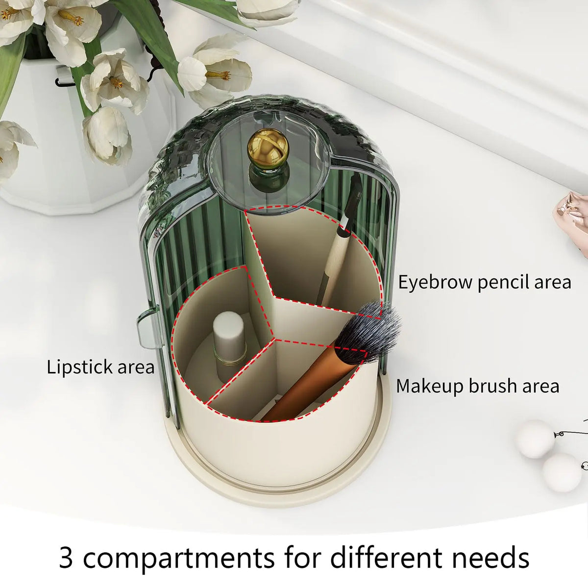 YOOLENS Rotating Makeup Brush Organizer With Dustproof Lid