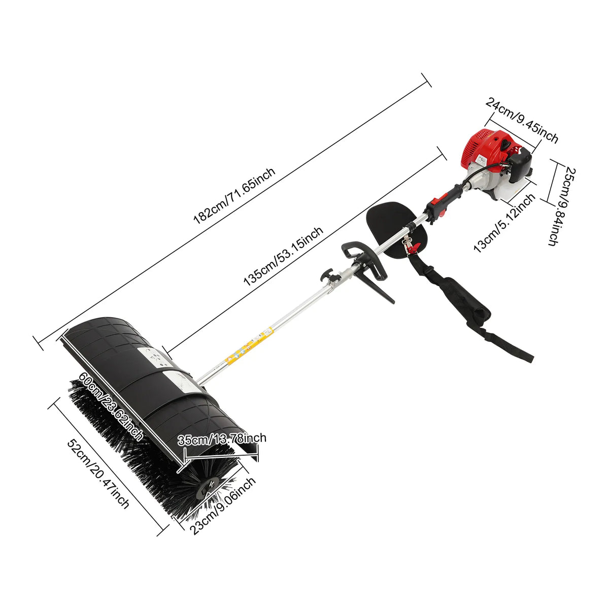 Bymaocar 52CC 2 Stroke Gasoline Handheld Lawn Sweeper Broom
