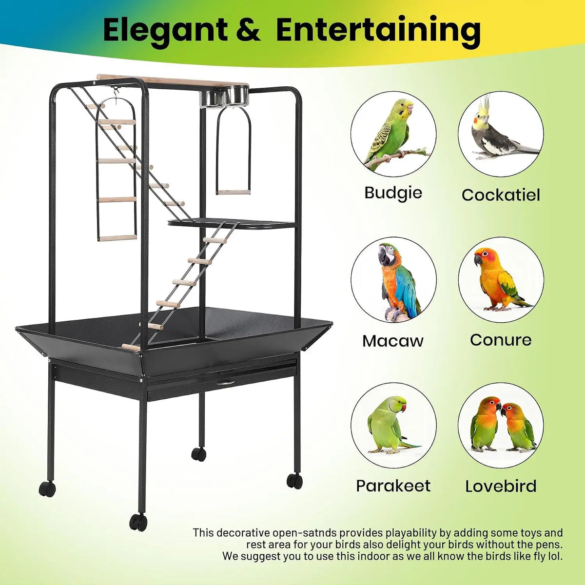 Bird Cage Play Center With Perches Ladders And Toy Hooks