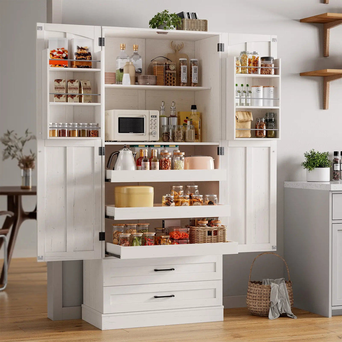 Onbrill 6 Door Kitchen Pantry Cabinet With Shelves Freestanding