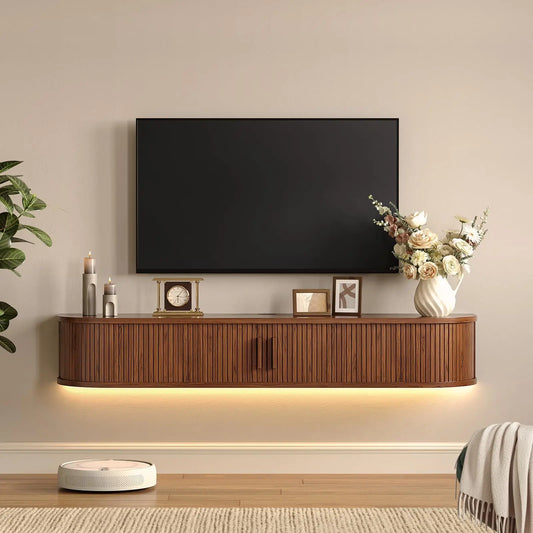 Onbrell Floating TV Console With LED Lights And Power Outlet