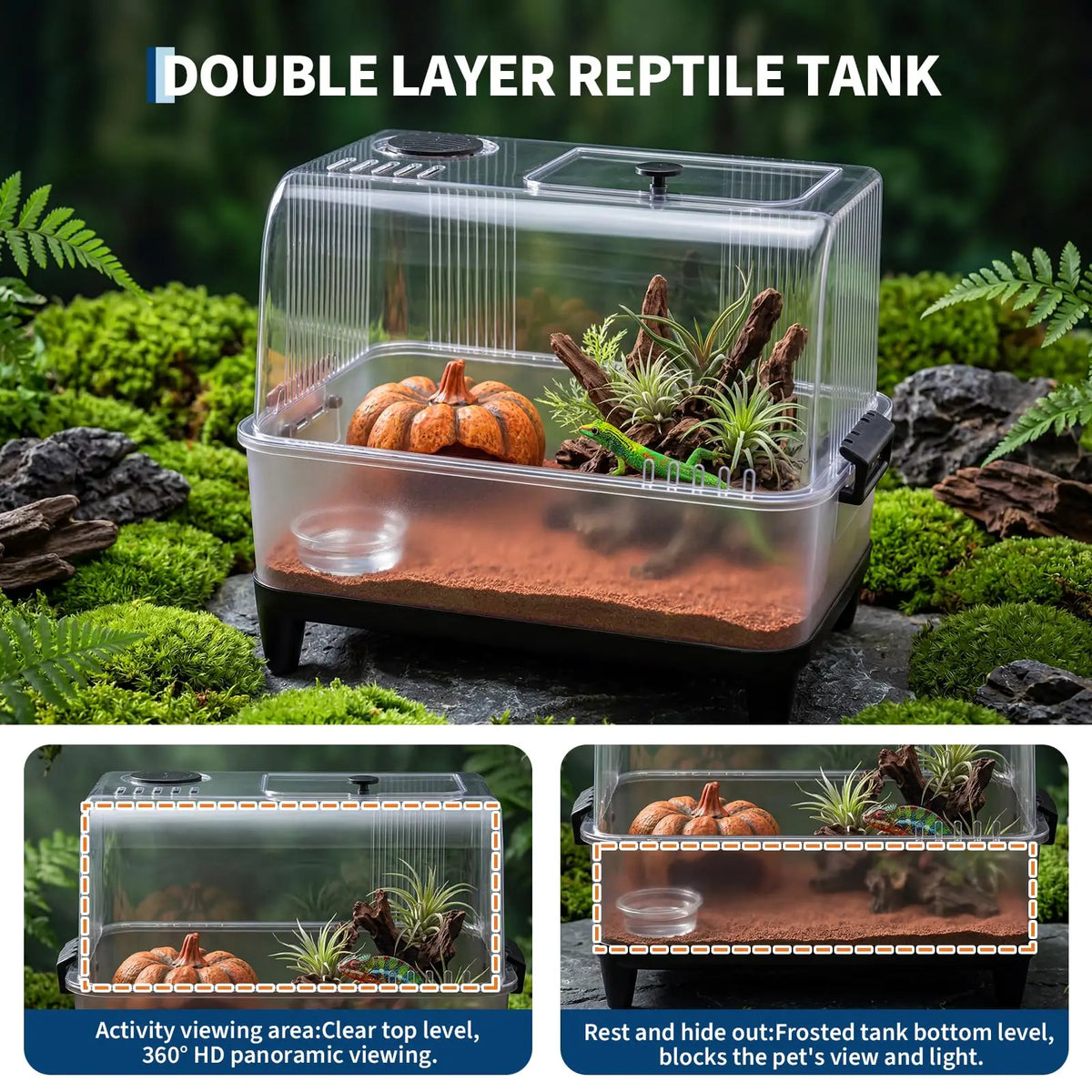 MeterMall Reptile Terrarium Starter Kit With Heating Pad And Hideout