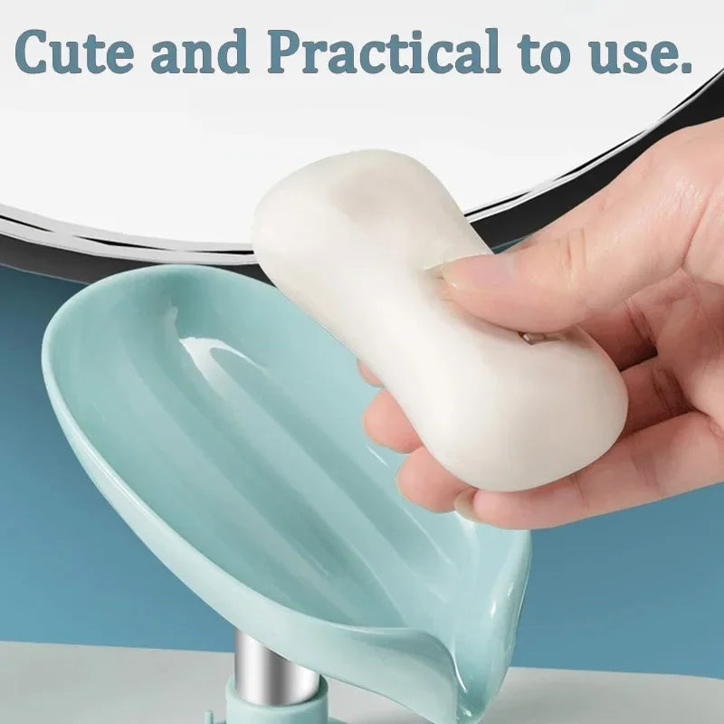Leaf Shape Self Draining Soap Holder Tray For Shower Sink