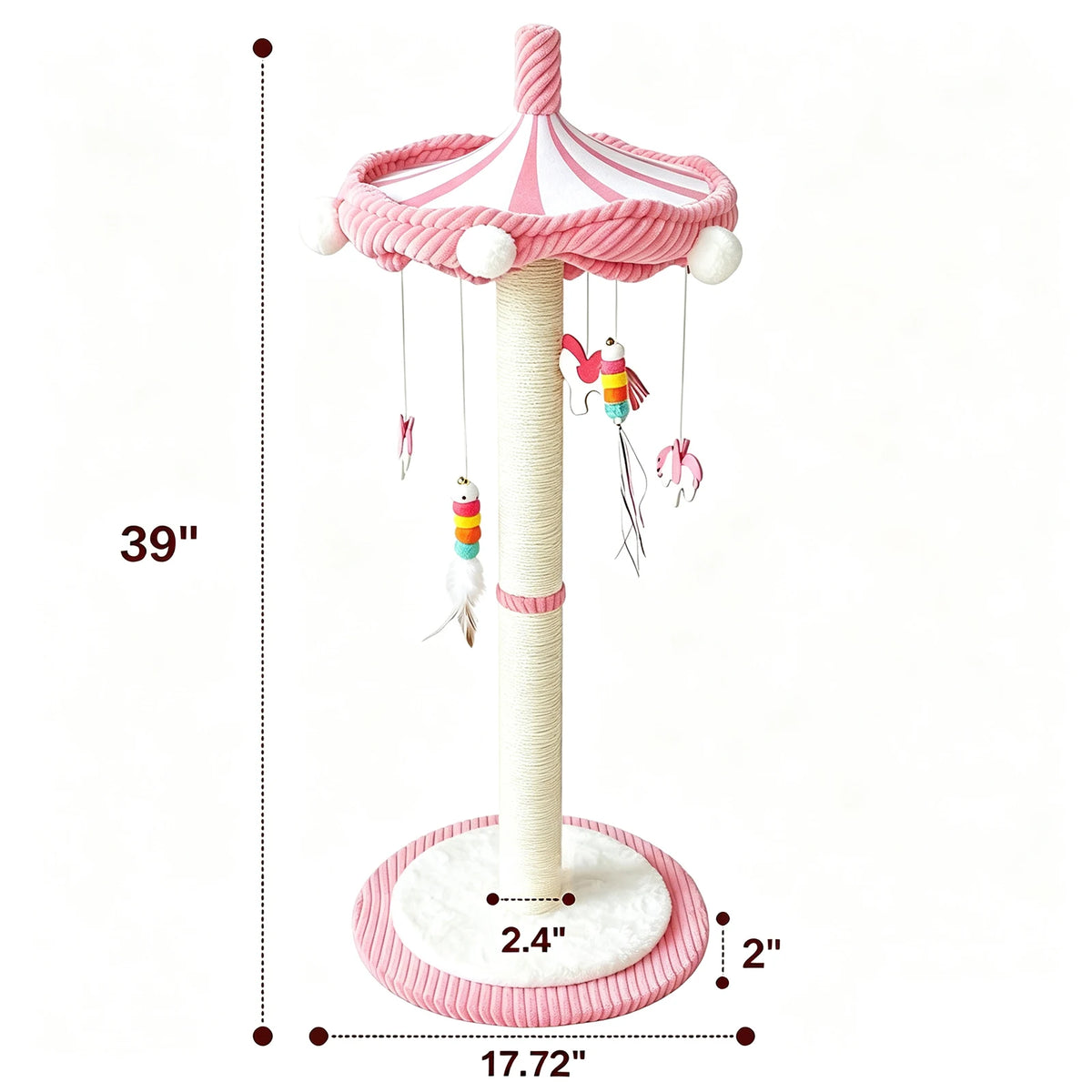 CWV Rotating Cat Scratching Post With Sturdy Base Hanging Toy