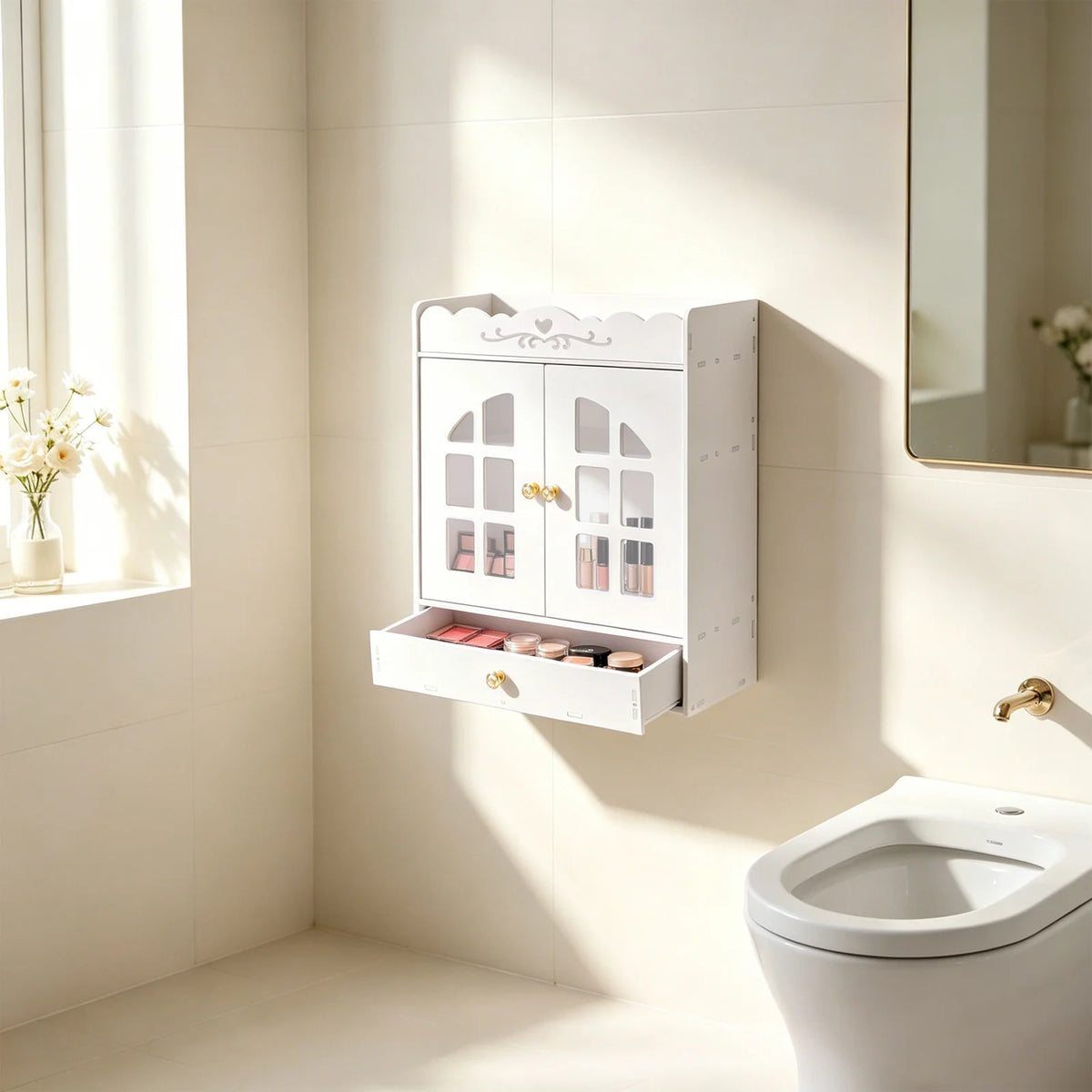 Bymaocar Wall Mounted Bathroom Organizer Cabinet With Storage