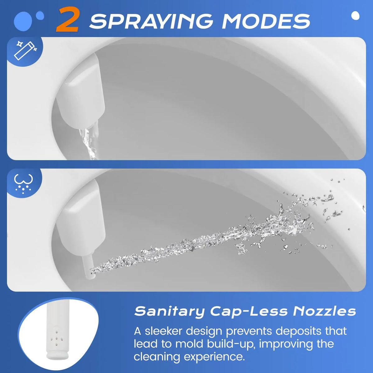 Dual Nozzle Bidet Attachment With Frontal Self Cleaning Spray