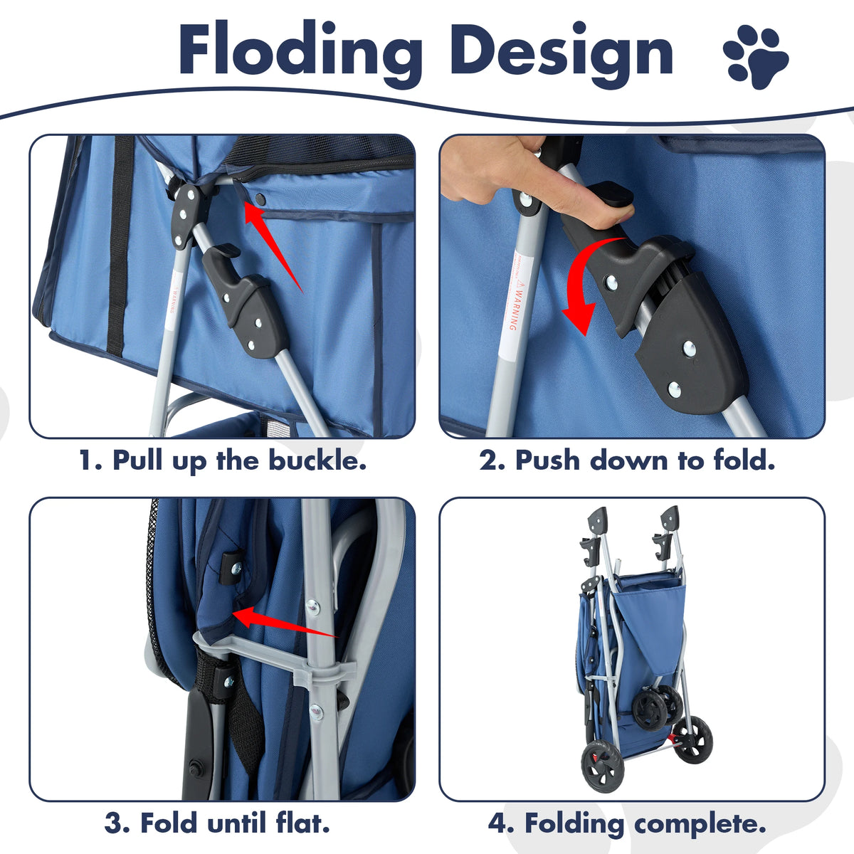 JHK Foldable Pet Stroller With Mesh Windows And Storage Basket